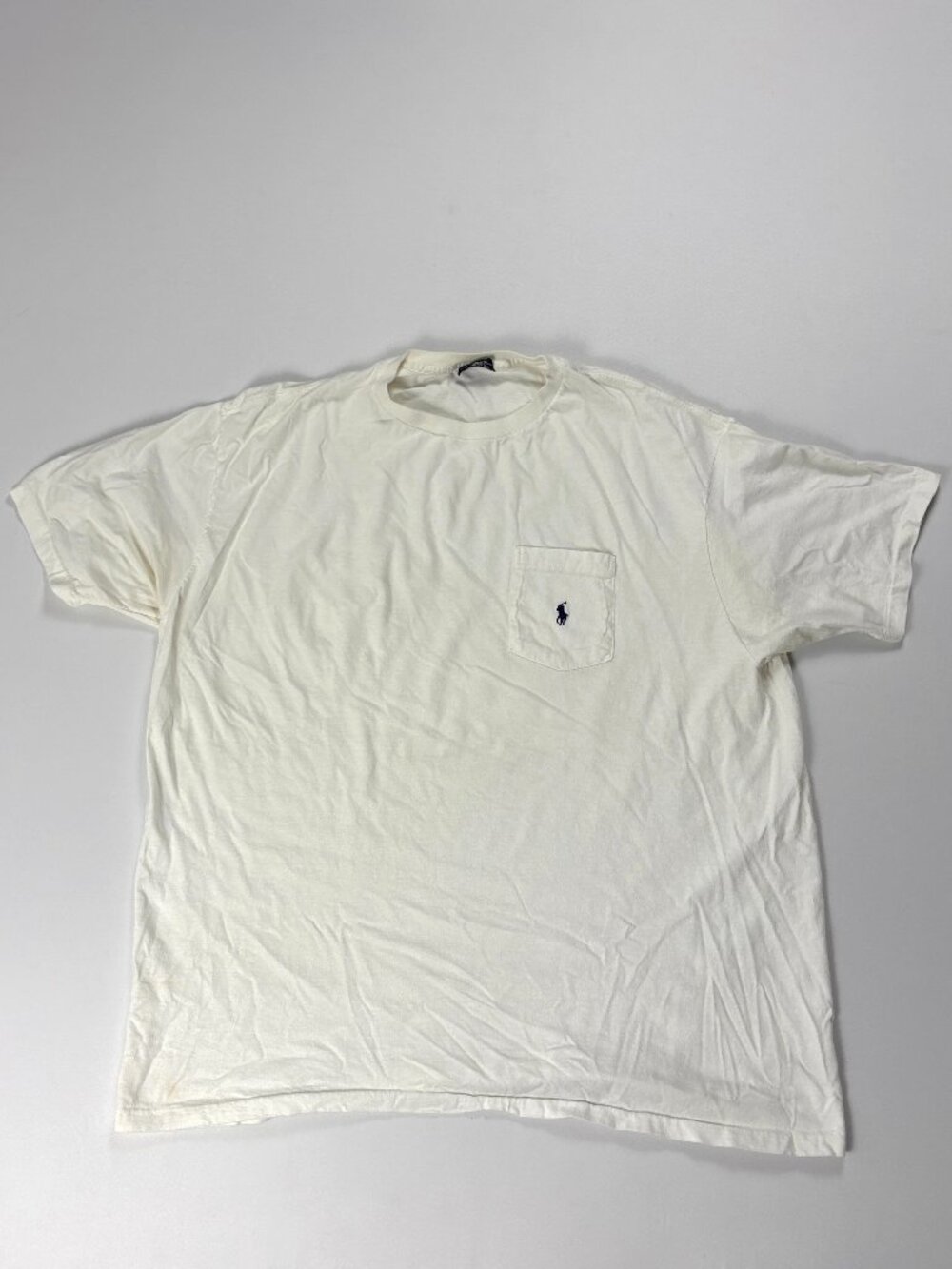 Vintage Polo Ralph Lauren Mens Pocket T Shirt White Sz XL Single Stitch Made USA